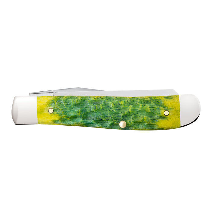 Case Knives Peach Seed Jig Green Apple Bone Mini Trapper Knife