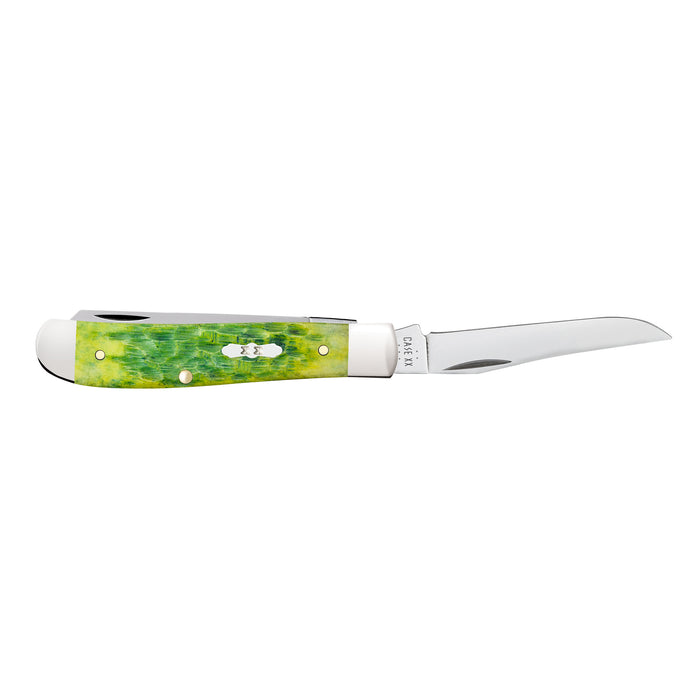 Case Knives Peach Seed Jig Green Apple Bone Mini Trapper Knife
