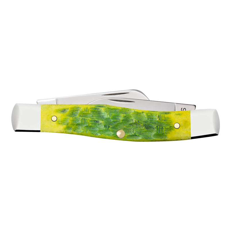 Case Knives Peach Seed Jig Green Apple Bone Medium Stockman Knife