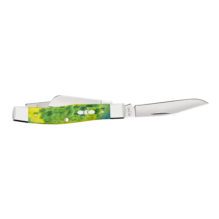 Case Knives Peach Seed Jig Green Apple Bone Medium Stockman Knife