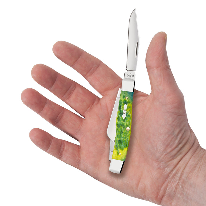 Case Knives Peach Seed Jig Green Apple Bone Medium Stockman Knife