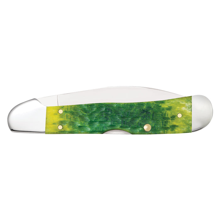 Case Knives Peach Seed Jig Green Apple Bone CopperLock Knife