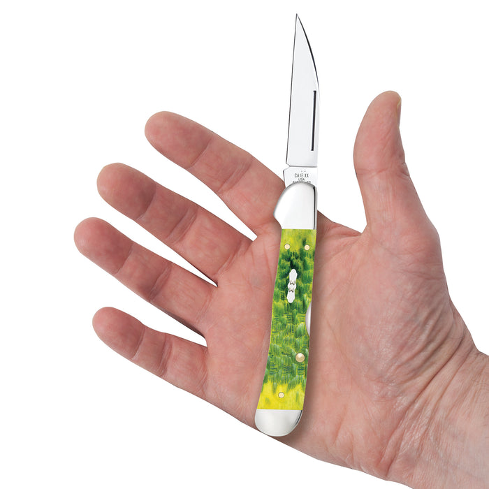 Case Knives Peach Seed Jig Green Apple Bone CopperLock Knife