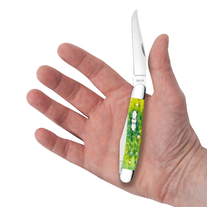 Case Knives Peach Seed Jig Green Apple Bone Muskrat Knife