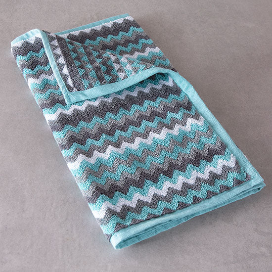 Lintex Lines Blue and Gray Zig Zag Towels