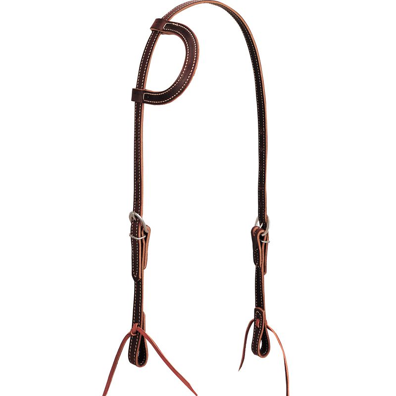 Burgundy Latigo Slide Ear Headstall with Tie Ends