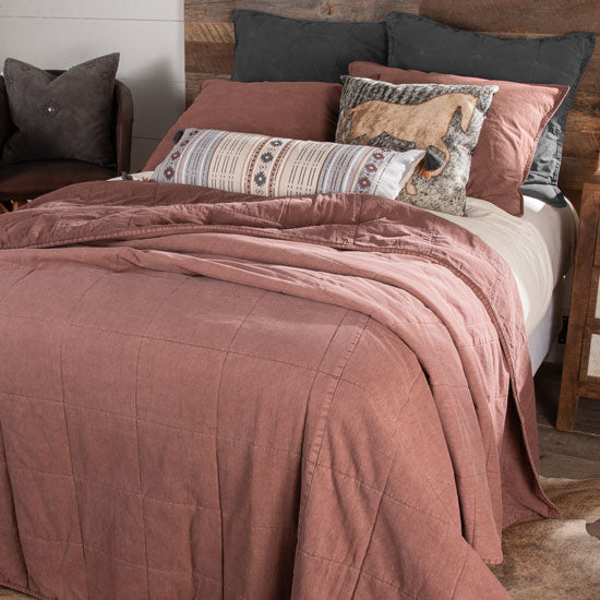 Hiend Accents Stonewashed Cotton Canvas Coverlet Sarsaparilla