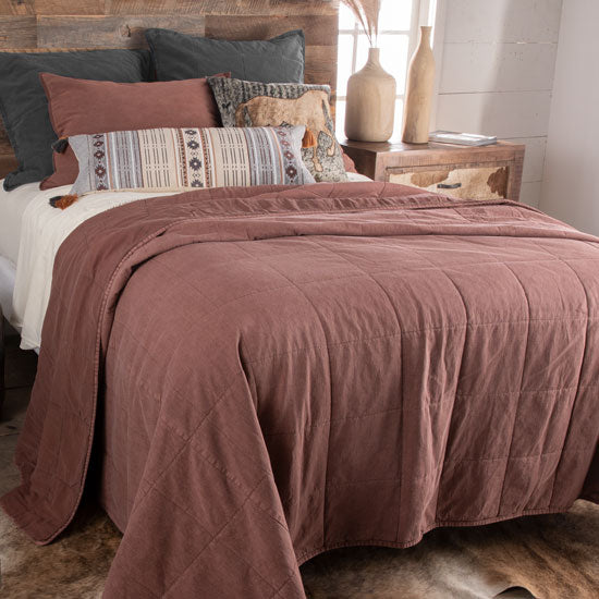 Hiend Accents Stonewashed Cotton Canvas Coverlet Sarsaparilla