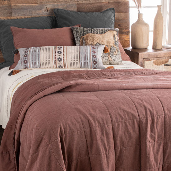 Hiend Accents Stonewashed Cotton Canvas Coverlet Sarsaparilla