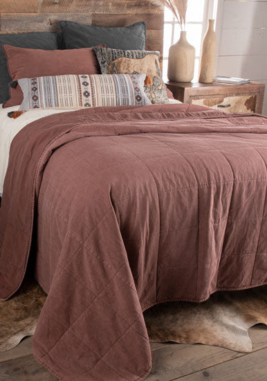 Hiend Accents Stonewashed Cotton Canvas Coverlet Sarsaparilla