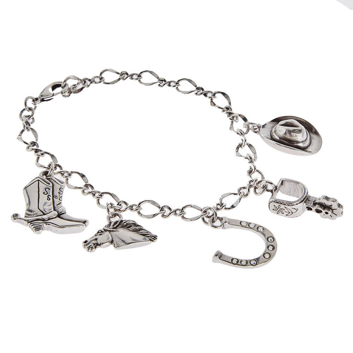 Western Silver Charm Bracelet