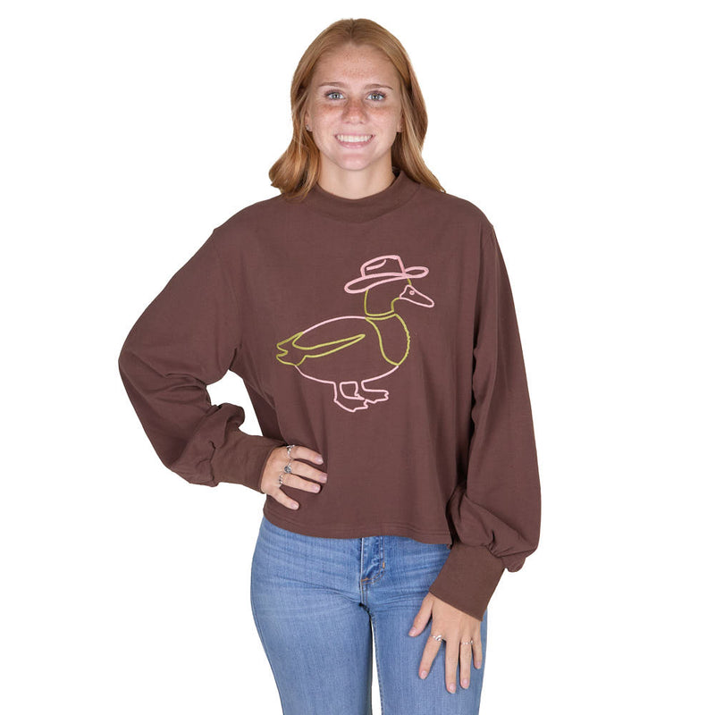 2 Fly Co. Women's Waddle Waddle West Brown Top