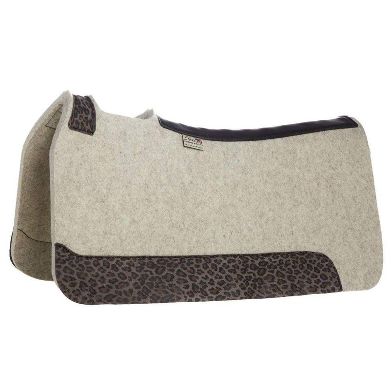 5 Star Equine Products Supplies Inc. 5 The Barrel Racer 7/8 Natural Felt Saddle Pad with Cheetah Wear Leathers