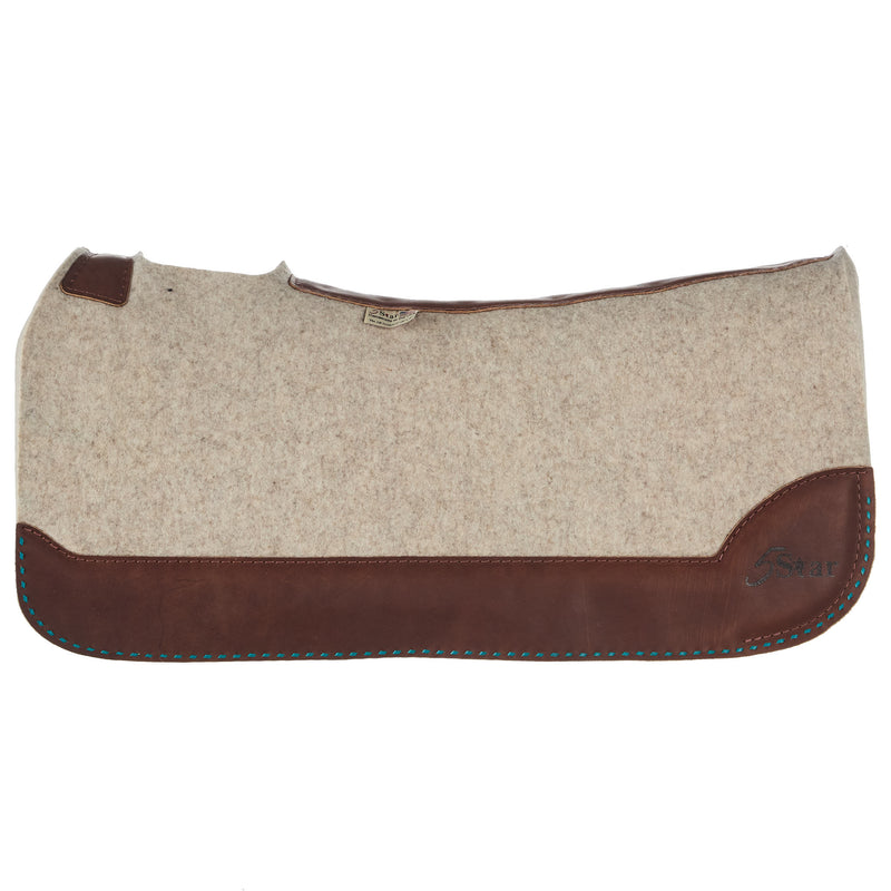 5 Star Equine Products Supplies Inc. 7/8in All Around Natural Felt Saddle Pad with Turq Buckstitch