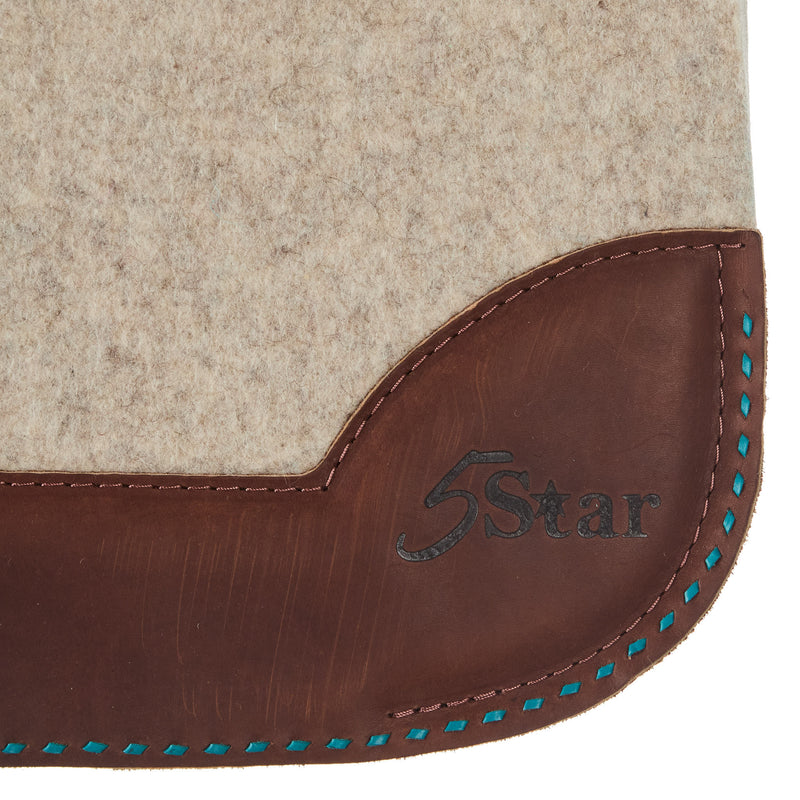 5 Star Equine Products Supplies Inc. 7/8in All Around Natural Felt Saddle Pad with Turq Buckstitch