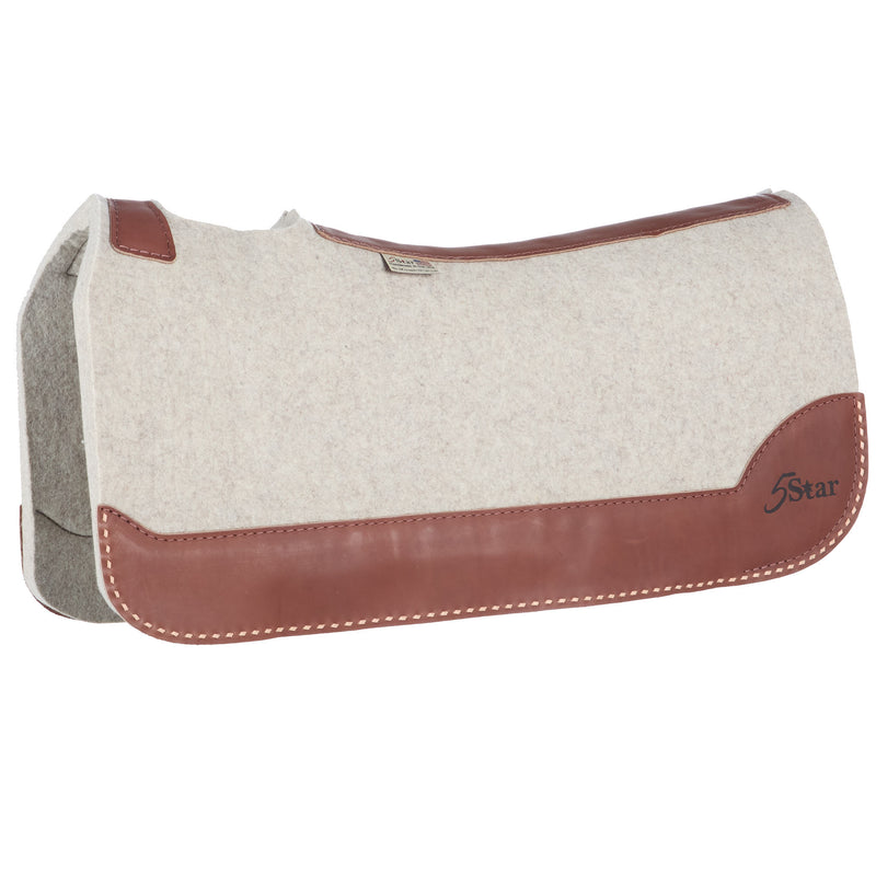 5 Star Equine Products Supplies Inc. 7/8in Natural Felt LCO Saddle Pad with Natural Cream Buckstitch