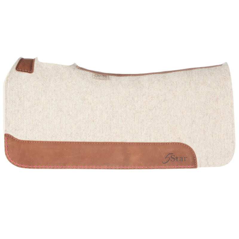 5 Star Equine Products Supplies Inc. 7/8in Natural Felt Saddle Pad with Hot Pink Buckstitch