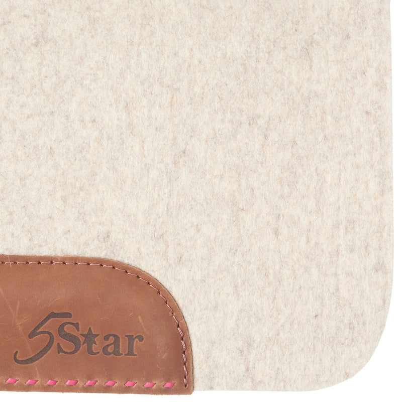 5 Star Equine Products Supplies Inc. 7/8in Natural Felt Saddle Pad with Hot Pink Buckstitch