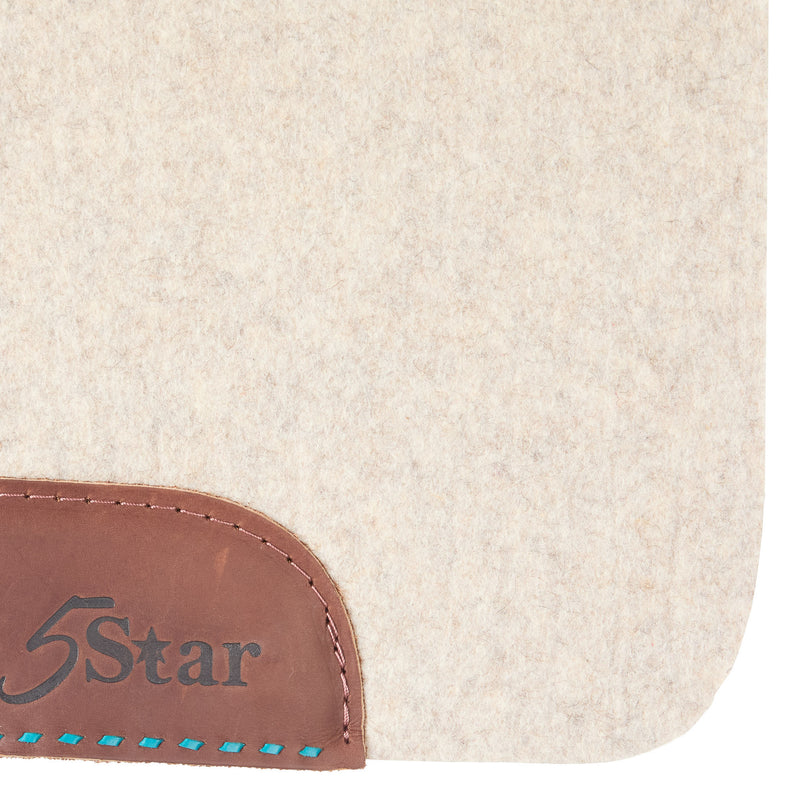 5 Star Equine Products Supplies Inc. 7/8in. 30x30 Natural Felt Saddle Pad with Turq Buckstitch