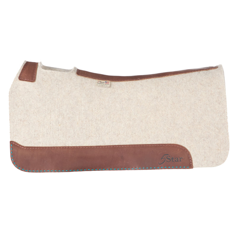 5 Star Equine Products Supplies Inc. 7/8in. 30x30 Natural Felt Saddle Pad with Turq Buckstitch