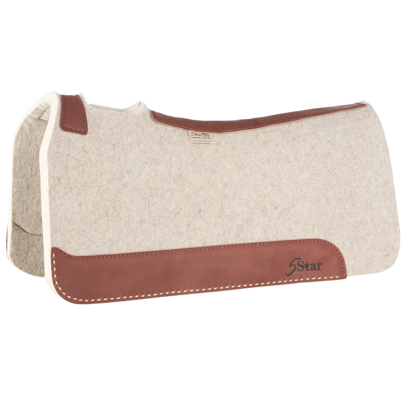 5 Star Equine Products Supplies Inc. 7/8in Natural Felt Saddle Pad with Natural Cream Buckstitch