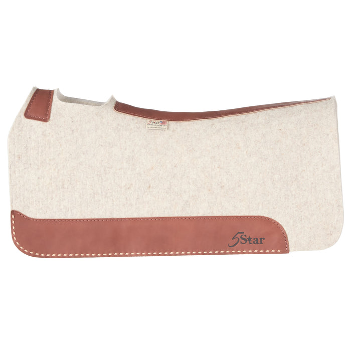 5 Star Equine Products Supplies Inc. 7/8in Natural Felt Saddle Pad with Natural Cream Buckstitch