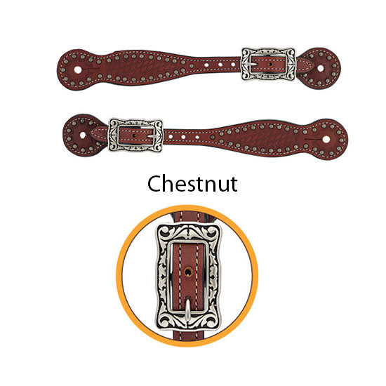 Weaver Leather Basketweave Bridle Leather Thin Spur Straps w/Spots