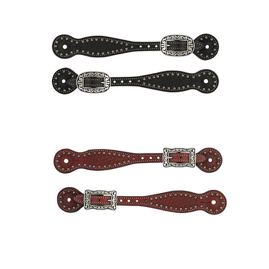 Weaver Leather Basketweave Bridle Leather Thin Spur Straps w/Spots