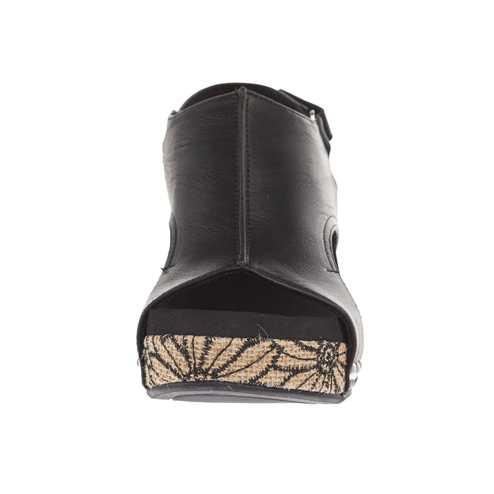 Corkys Footwear Women`s Black Floral Wrap Wedge Sandal