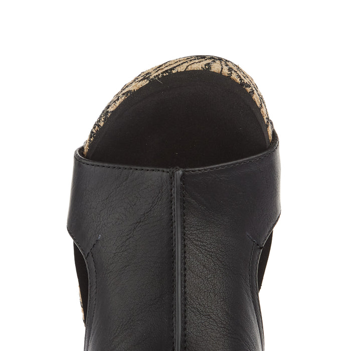 Corkys Footwear Women`s Black Floral Wrap Wedge Sandal