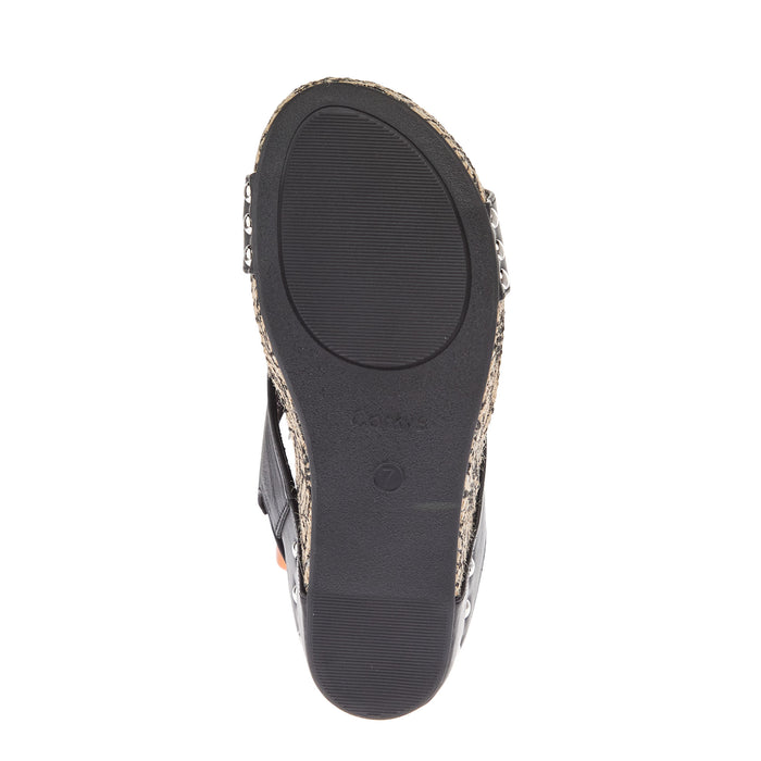 Corkys Footwear Women`s Black Floral Wrap Wedge Sandal