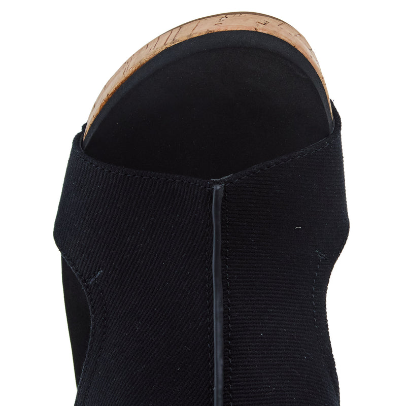 Corkys Footwear Women`s Corky Carley Black Canvas Wedge Sandal