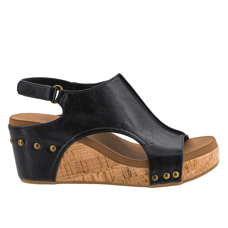 Corkys Footwear Women's Carley Black 3 Wedge Sandal