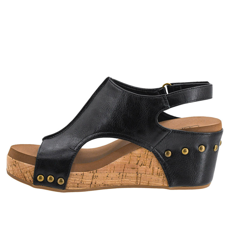 Corkys Footwear Women's Carley Black 3 Wedge Sandal