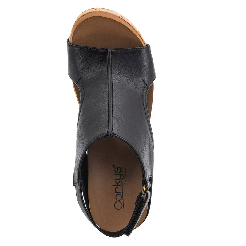 Corkys Footwear Women's Carley Black 3 Wedge Sandal