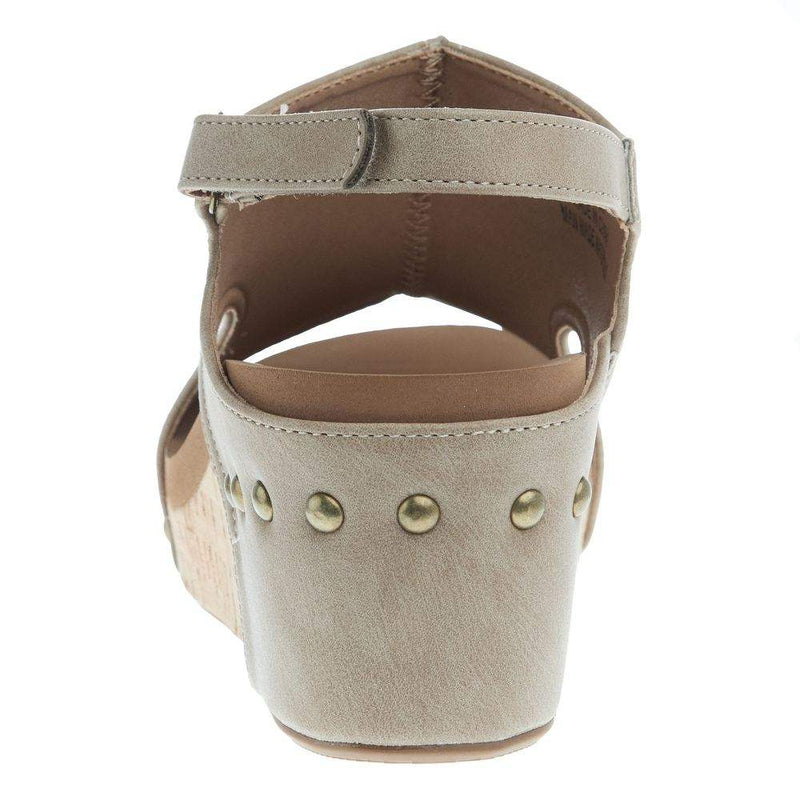 Corkys Footwear Women`s Carley Camel Smooth Wedge Sandal