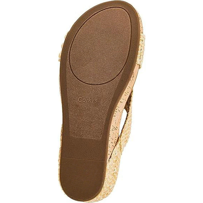 Corkys Footwear Women's Gold Woven Carley Wedge Sandal