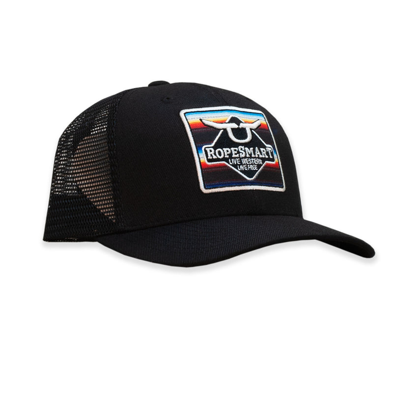 Ropesmart Black Serape with Solo Steer Patch Cap
