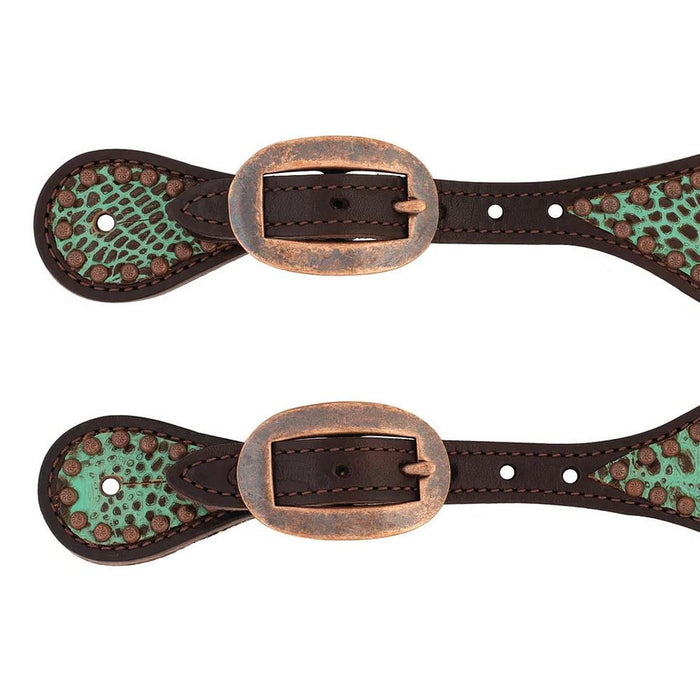 Weaver Leather Turquoise Croc Ladies Spur Straps
