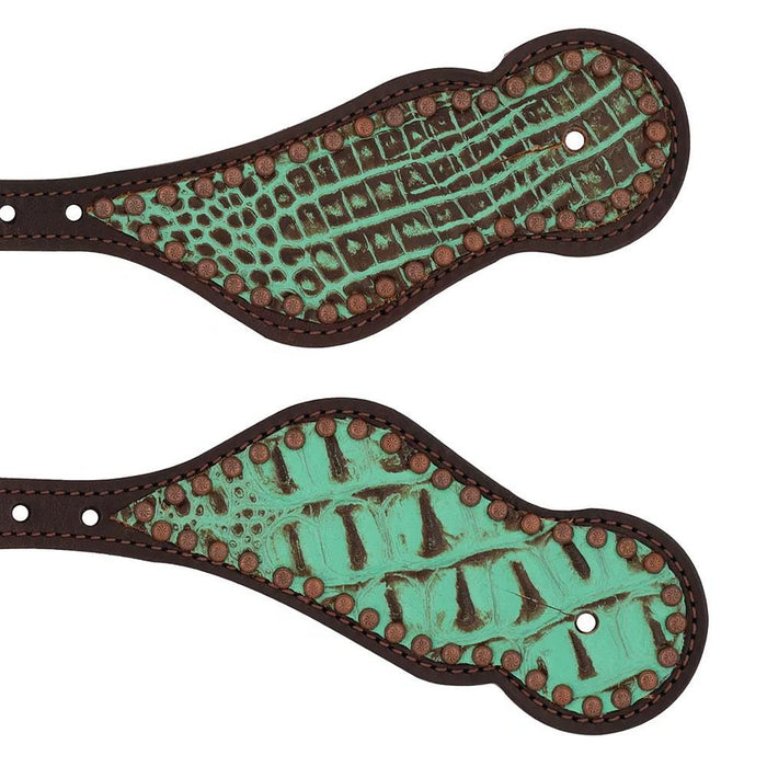 Weaver Leather Turquoise Croc Ladies Spur Straps