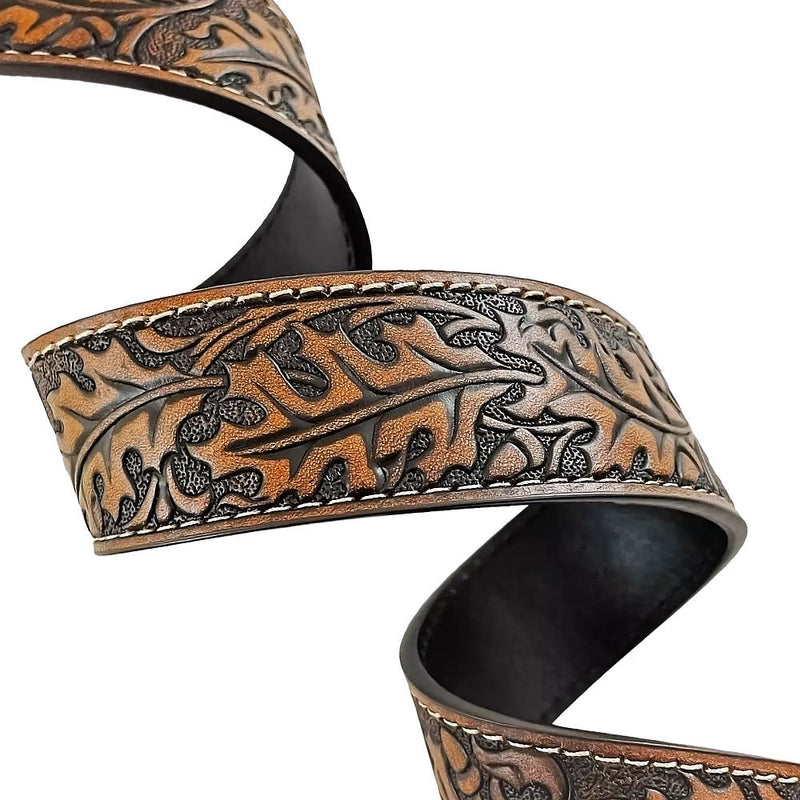 Men's Acorn Leaf Embossed Belt
