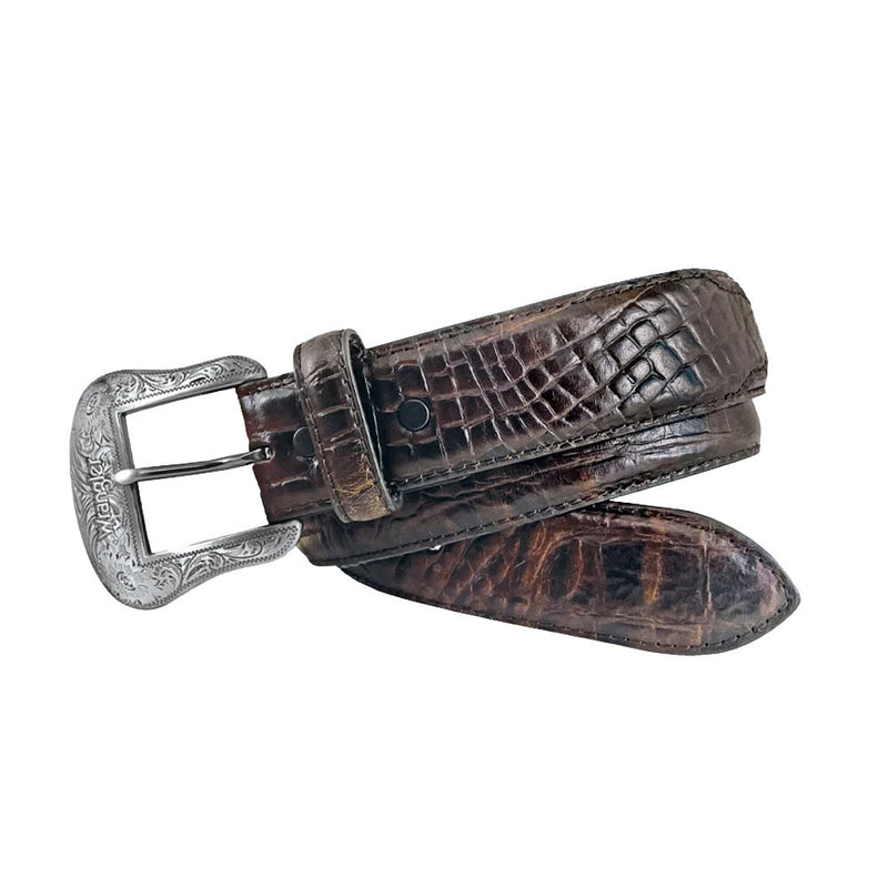 Men's Croco Print Leather Belt