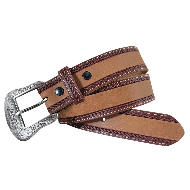 Women's Rope Embossed Edge Leather Belt