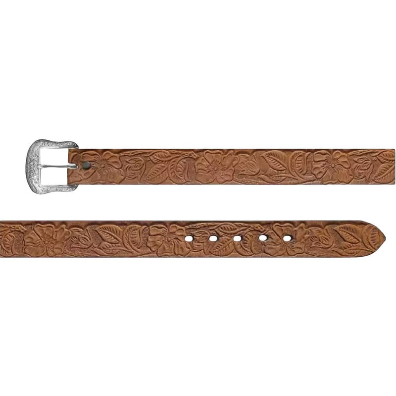 Wrangler Women's Floral Embossed Burnished Edge Belt with Buckle