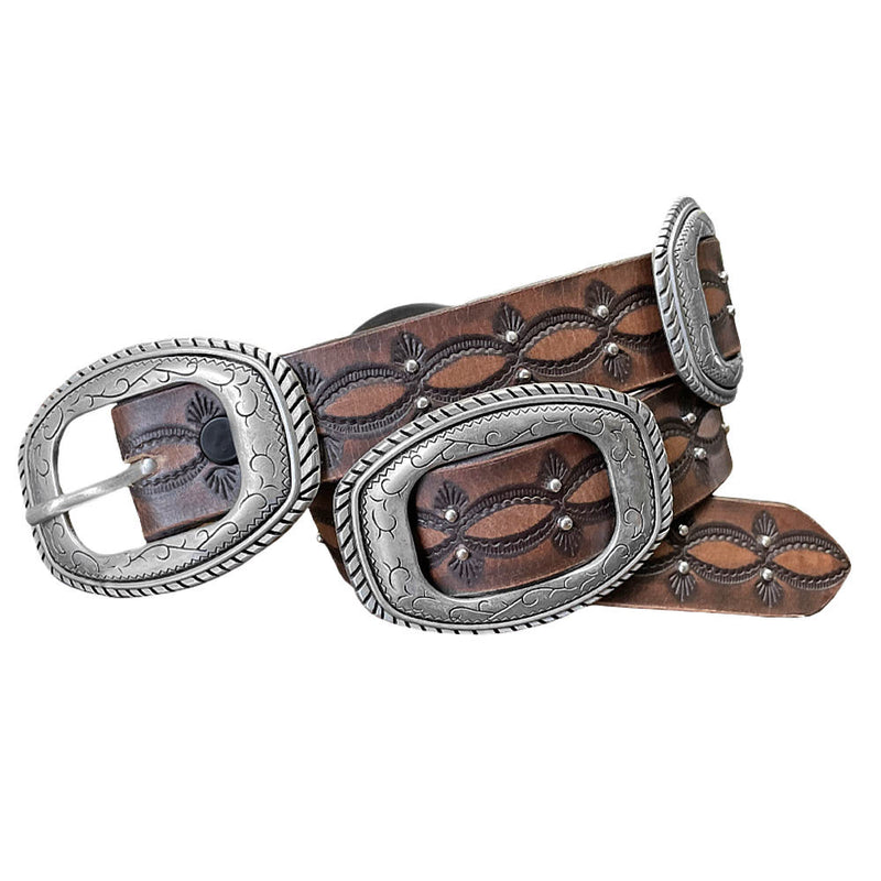 Women's Distressed Embossed Concho Belt