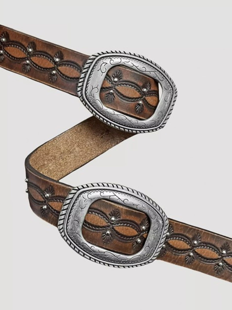 Wrangler Women's Distressed Embossed Concho Belt