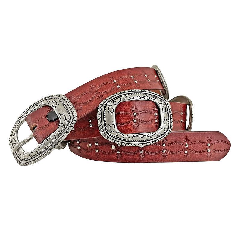 Women's Distressed Embossed Concho Belt