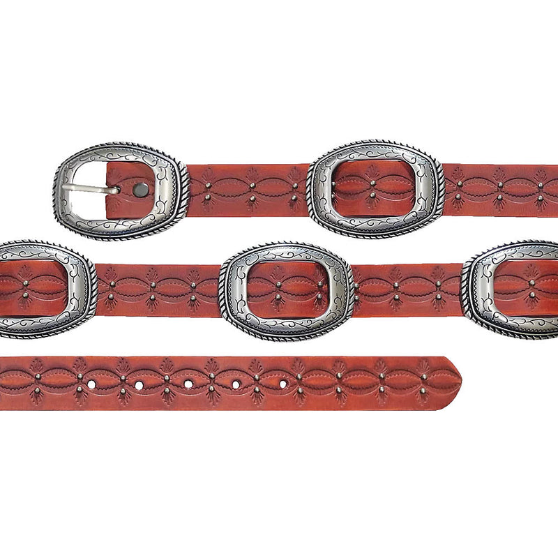 Gem Dandy Accessories Women's Distressed Embossed Concho Belt