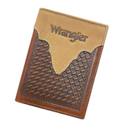 Basketweave Embossed Leather Overlay Trifold Wallet