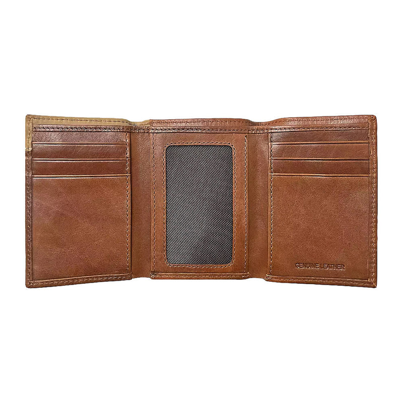 Gem Dandy Accessories Basketweave Embossed Leather Overlay Trifold Wallet